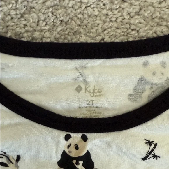 Kyte BABY Panda Print Pajama Set - White and Black - Picture 2 of 2